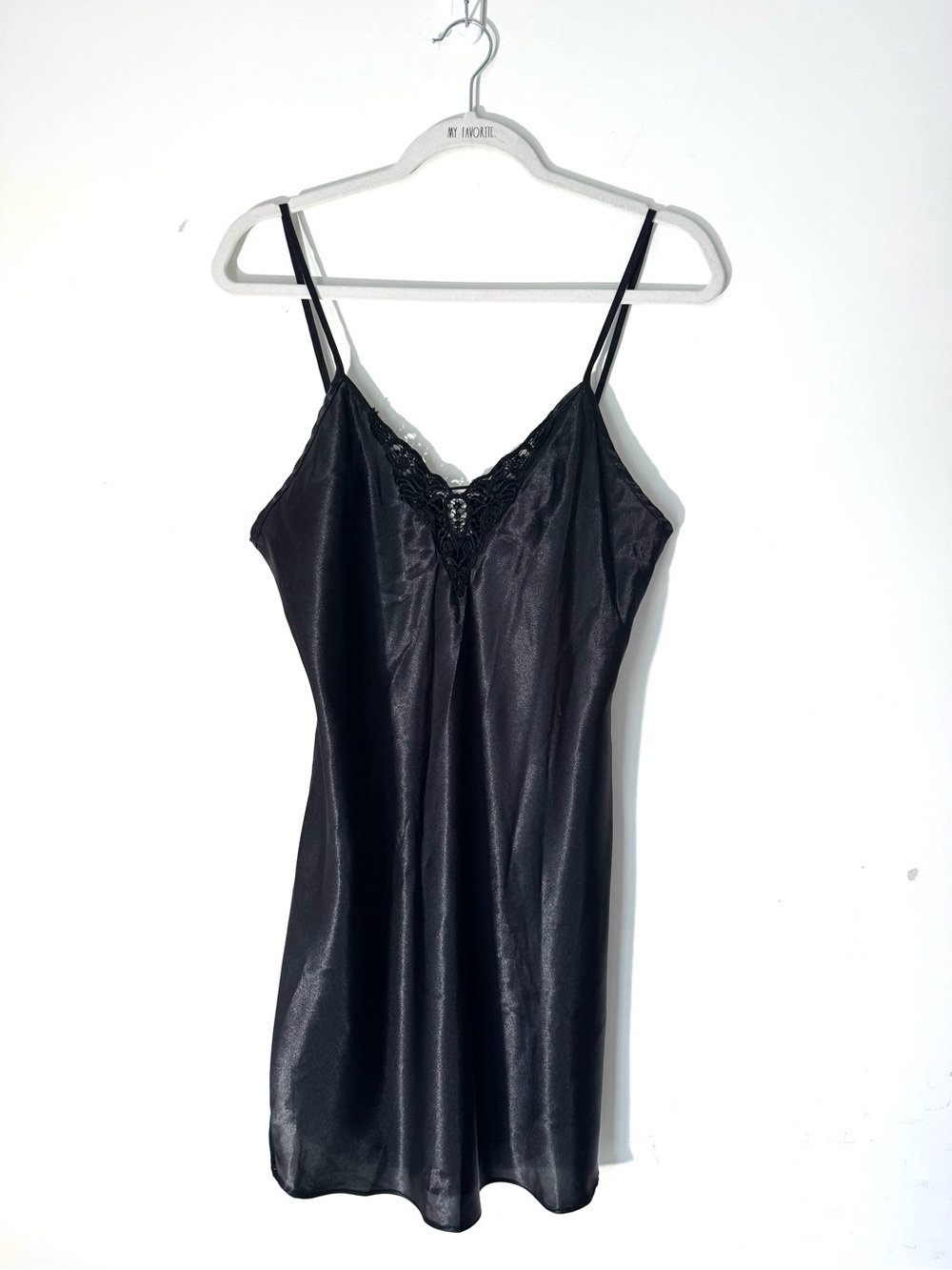 Vintage Lingerie Black Slip Dress Womens Sz M Lace Trim - Picture 5 of 7